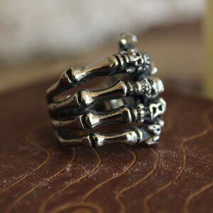 Gothic Statement Ring, Skeleton Hand and Fingers, Size approx 6.5-7